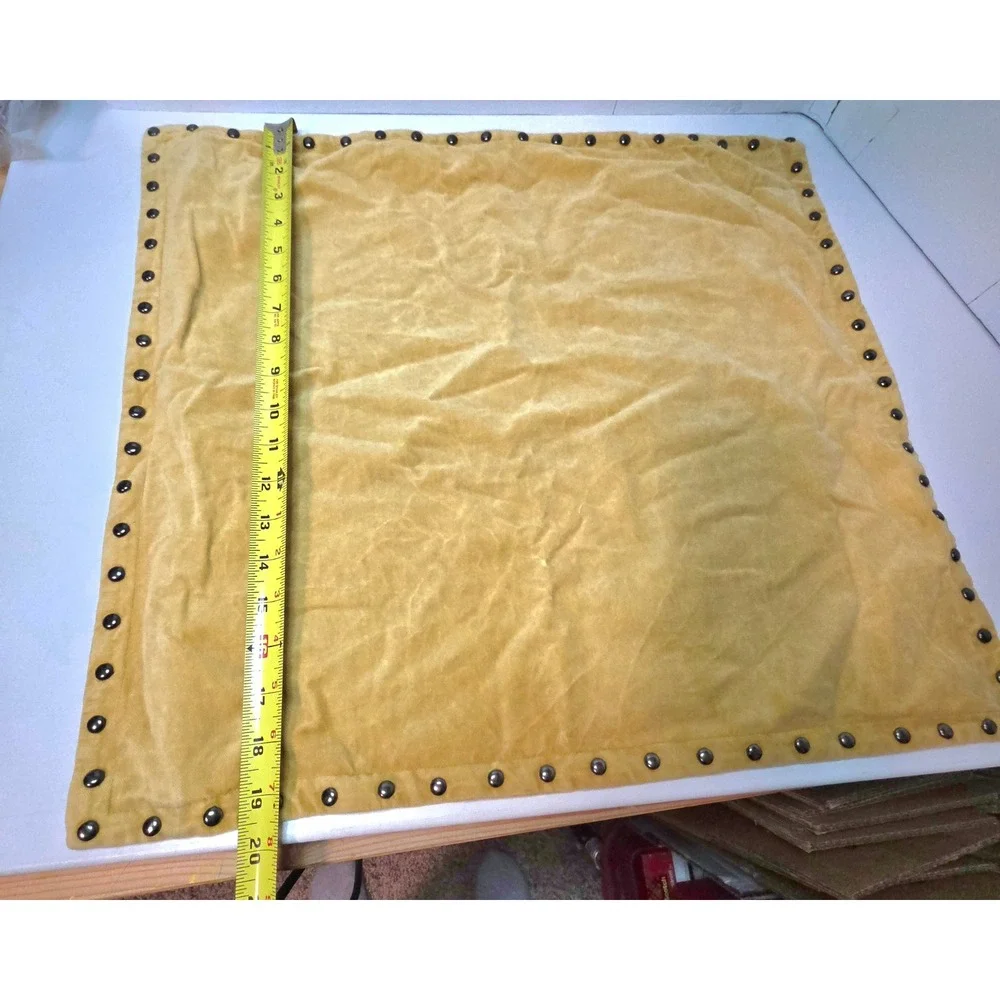 West Elm Mustard Yellow‎ Cotton Velvet Studded 20x20 Square Pillow Cover
